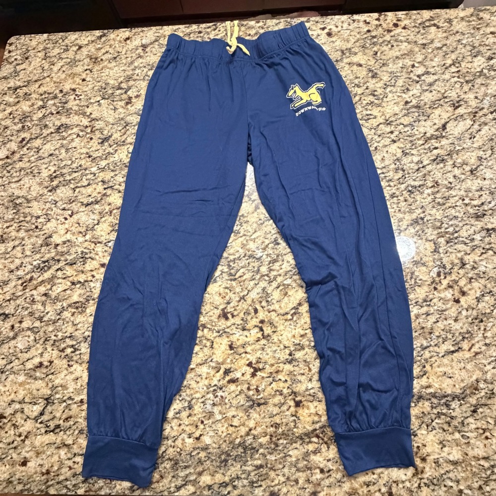 Life is Good Downward Dog Yoga Pajama Jogger Pants Navy Blue Small v